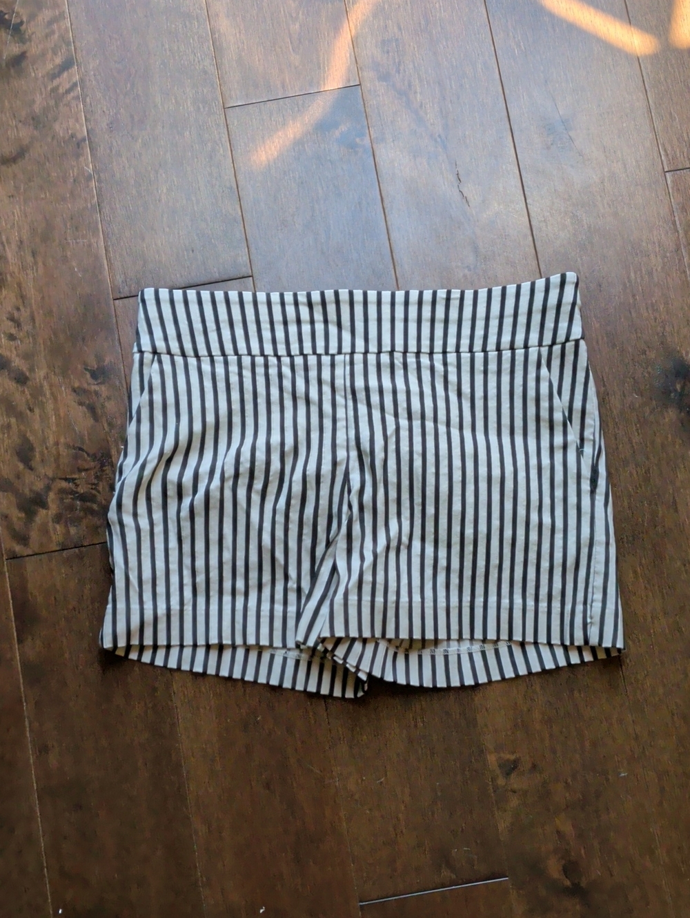 New York & Company Black and White Striped High-Waist Shorts